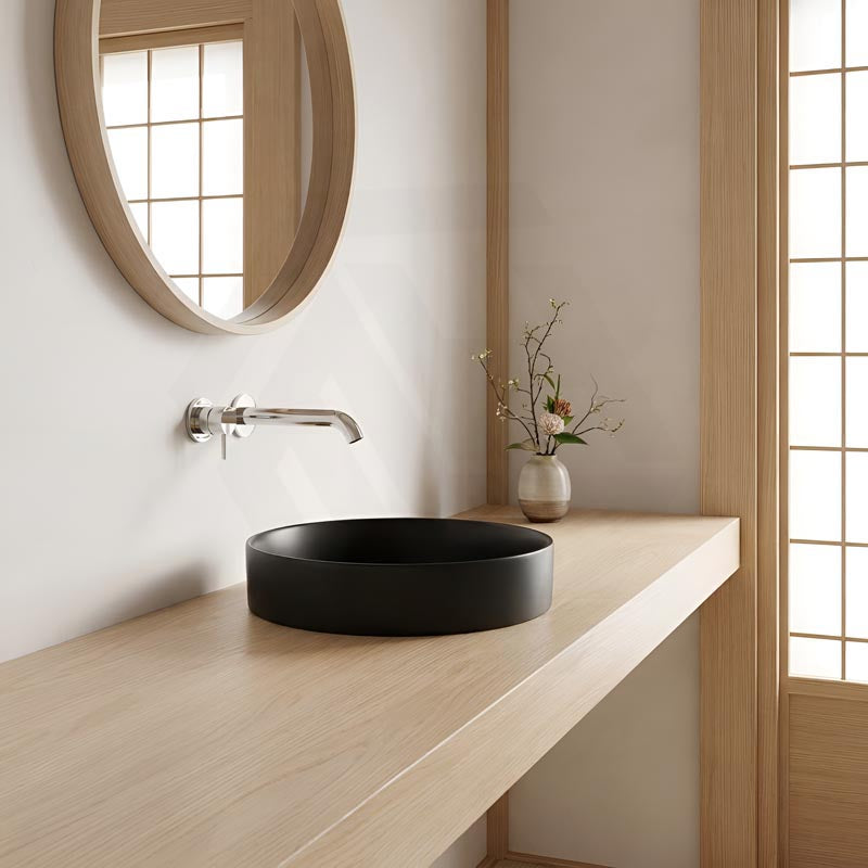 Round Ceramic Inset Basin 360x360x120mm - Matt Black/Matt White