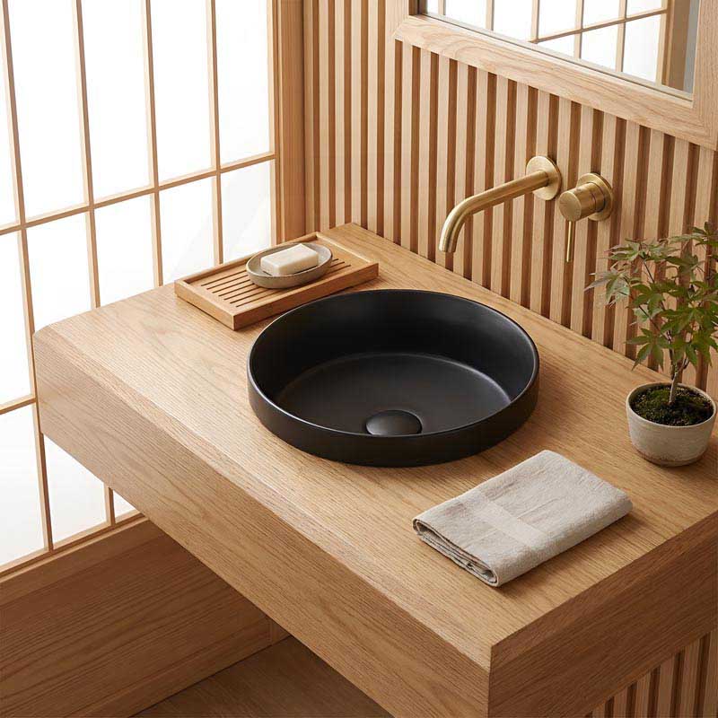Round Ceramic Inset Basin 360x360x120mm - Matt Black/Matt White