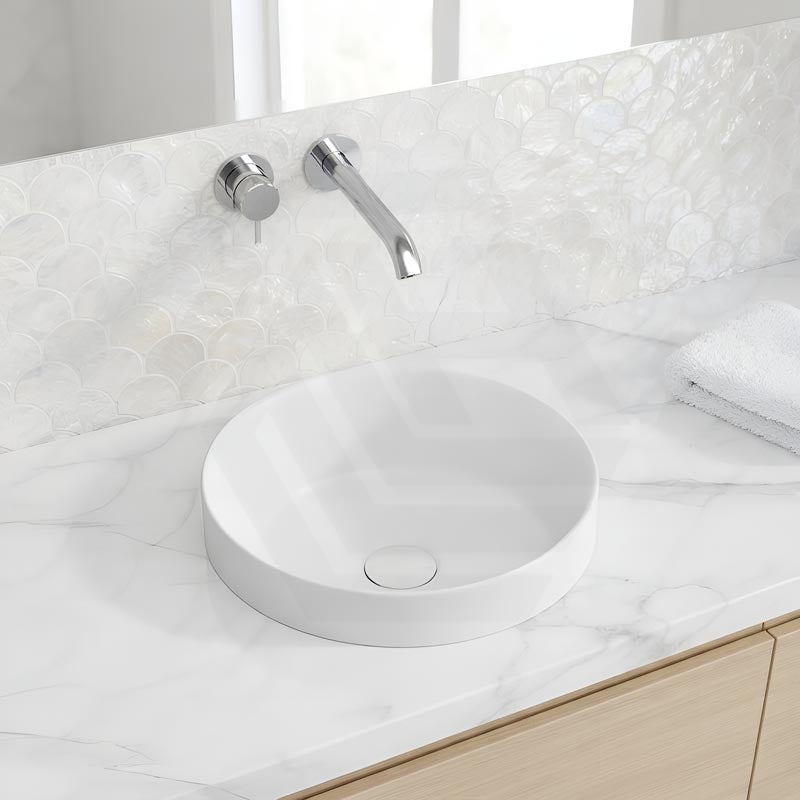 Round Ceramic Inset Basin 360x360x120mm - Matt Black/Matt White