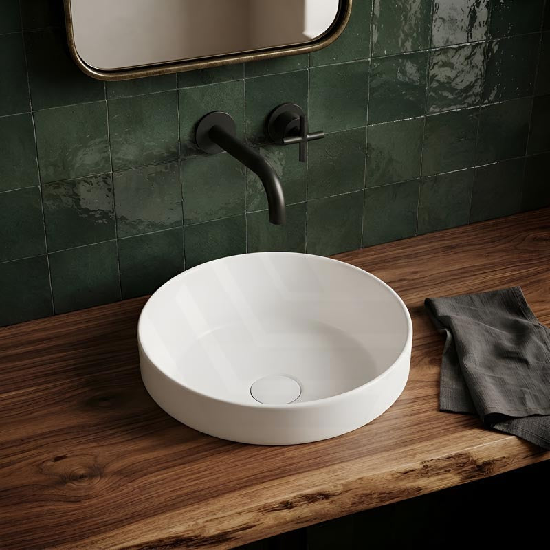 Round Ceramic Inset Basin 360x360x120mm - Matt Black/Matt White