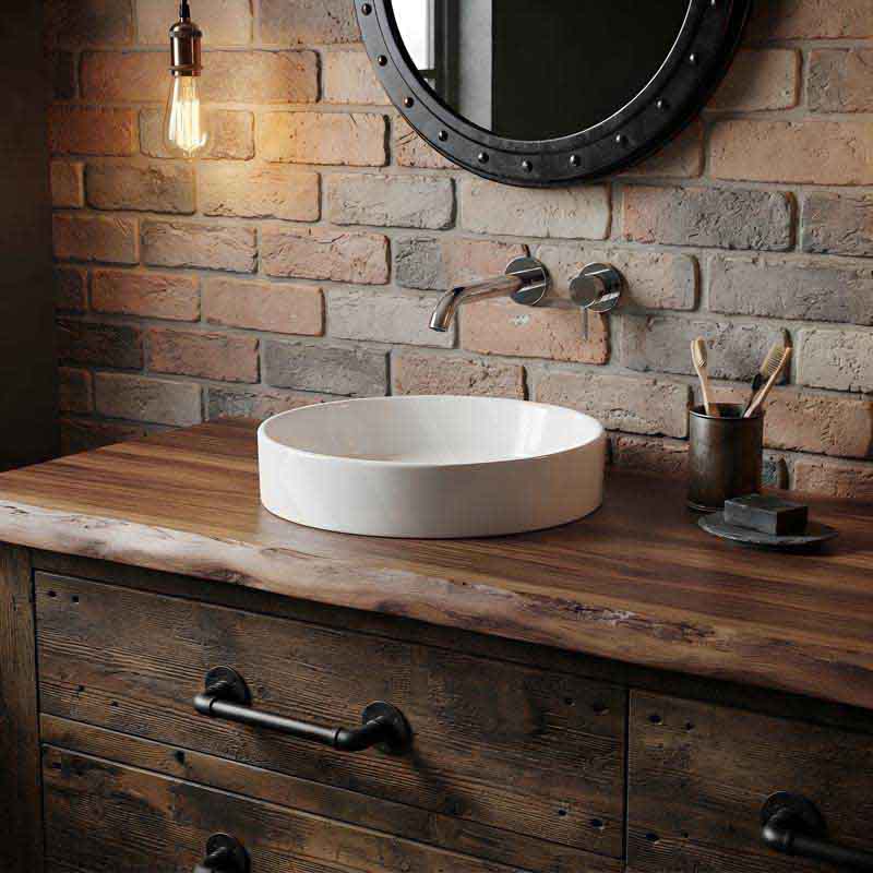 Round Ceramic Inset Basin 360x360x120mm - Matt Black/Matt White