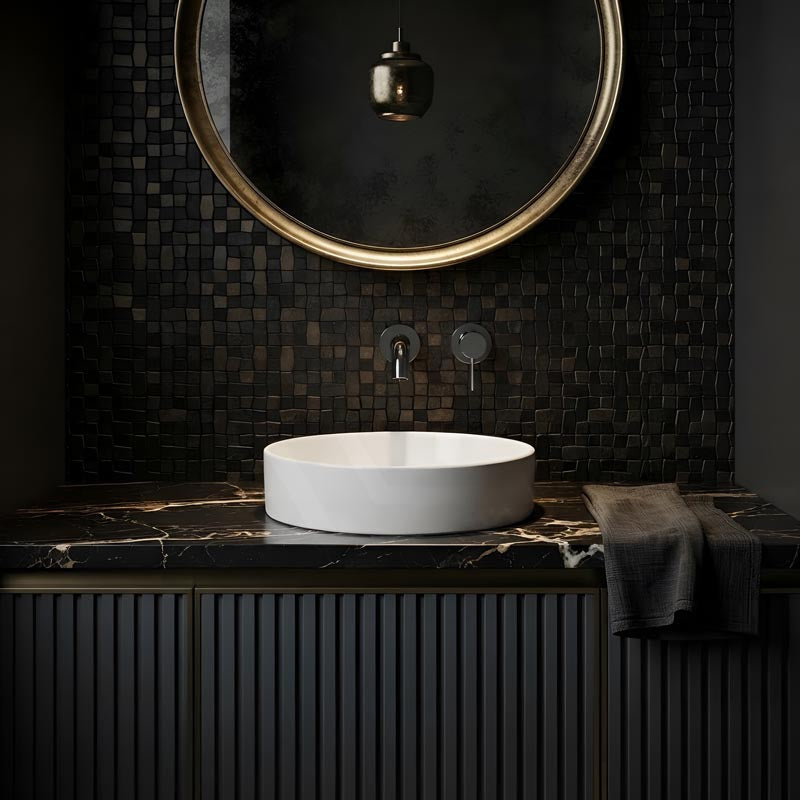 Round Ceramic Inset Basin 360x360x120mm - Matt Black/Matt White