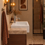 Semi Recessed Ceramic Basin with Overflow & One Tap Hole Square 410x410x140mm - Gloss White