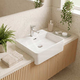 Rectangle Semi Recessed Ceramic Basin 505x420x130mm - Gloss White