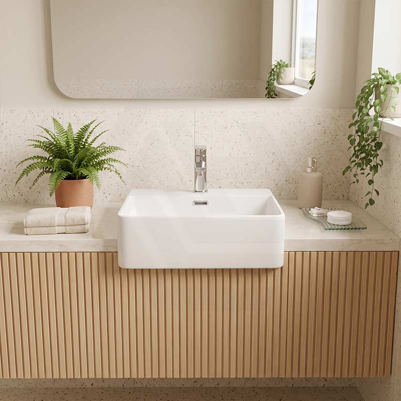 Rectangle Semi Recessed Ceramic Basin 505x420x130mm - Gloss White