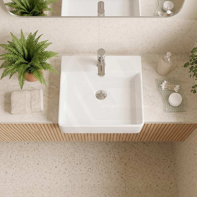 Rectangle Semi Recessed Ceramic Basin 505x420x130mm - Gloss White