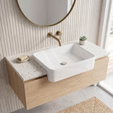 Rectangle Semi Recessed Ceramic Basin 602x375x130mmm - Gloss White