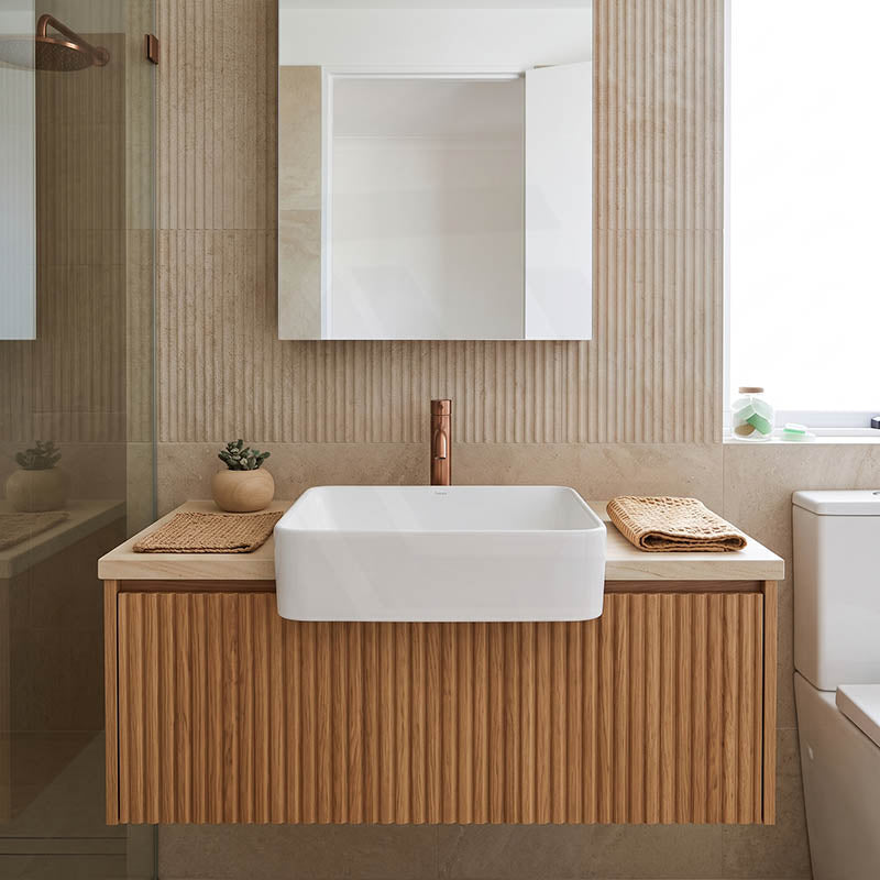 Rectangle Semi Recessed Ceramic Basin 602x375x130mmm - Gloss White
