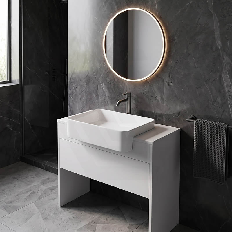 Rectangle Semi Recessed Ceramic Basin 602x375x130mmm - Gloss White