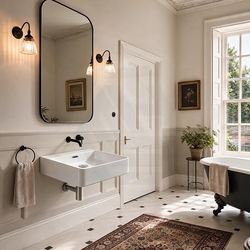 Poseidon Square Ceramic Above Counter/Wall Hung Basin Ultra Slim 420x420x120mm - Gloss White