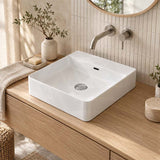 Poseidon Square Ceramic Above Counter/Wall Hung Basin Ultra Slim 420x420x120mm - Gloss White