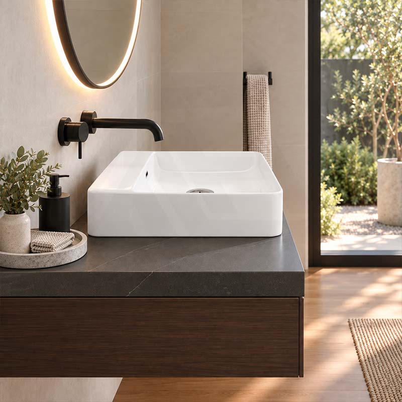 Poseidon Square Ceramic Above Counter/Wall Hung Basin Ultra Slim 420x420x120mm - Gloss White