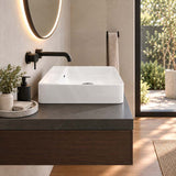 Poseidon Square Ceramic Above Counter/Wall Hung Basin Ultra Slim 420x420x120mm - Gloss White