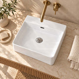 Poseidon Square Ceramic Above Counter/Wall Hung Basin Ultra Slim 420x420x120mm - Gloss White