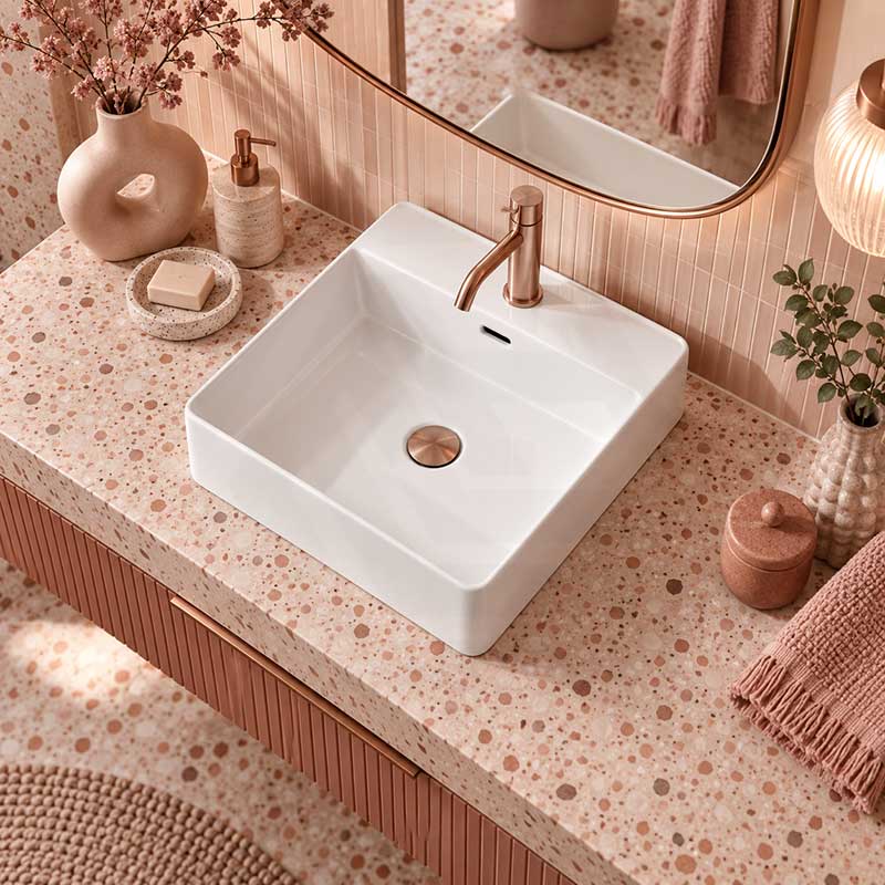 Above Counter / Wall Hung Ceramic Basin Square 420x420x120mm - Colours Available