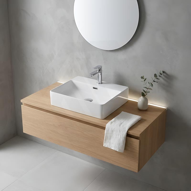 Above Counter / Wall Hung Rectangle Ceramic Basin One Tap Hole 500x420x120mm - Gloss White