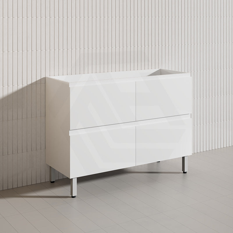 1200mm Bathroom Freestanding Vanity with Legs / Kickboard Gloss White Polyurethane PVC Cabinet ONLY & Ceramic Top Available