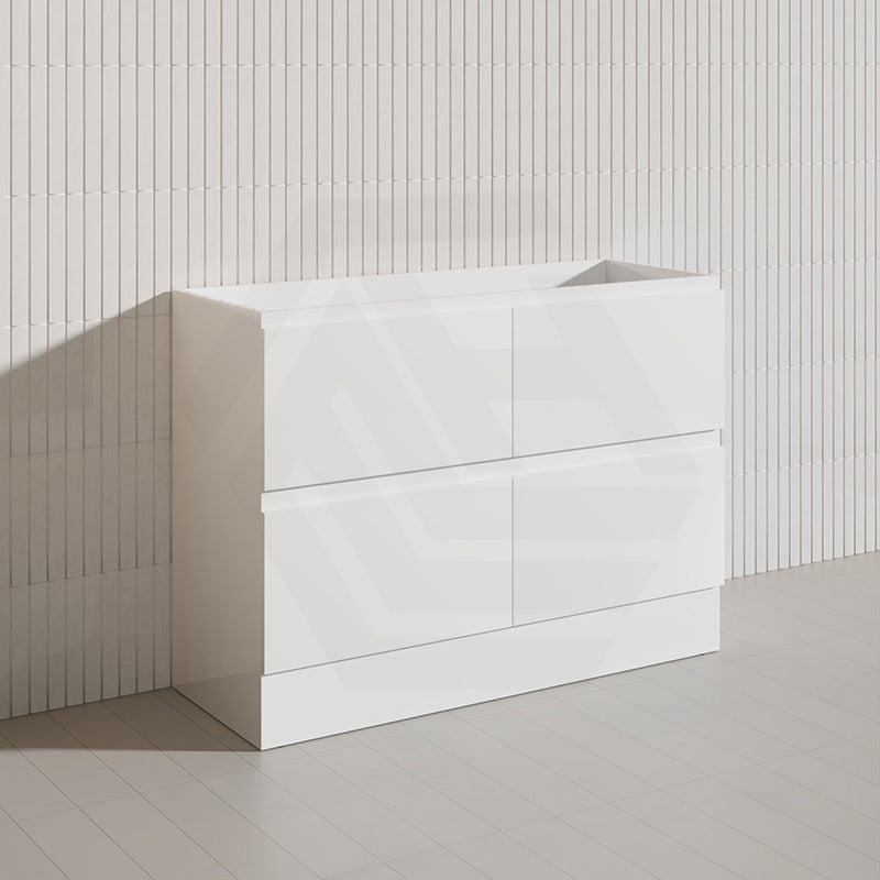 1200mm Bathroom Freestanding Vanity with Legs / Kickboard Gloss White Polyurethane PVC Cabinet ONLY & Ceramic Top Available