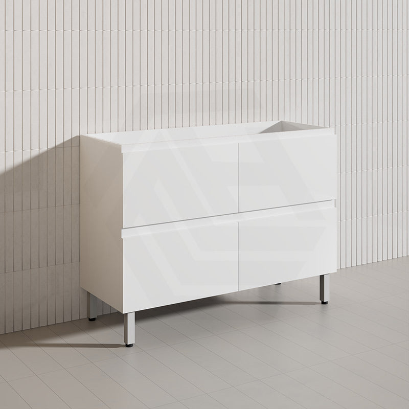 1200mm Bathroom Freestanding Vanity with Legs / Kickboard Gloss White Polyurethane PVC Cabinet ONLY & Ceramic Top Available