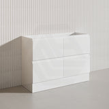 1200mm Bathroom Freestanding Vanity with Legs / Kickboard Gloss White Polyurethane PVC Cabinet ONLY & Ceramic Top Available