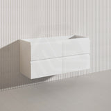 1200mm Bathroom Wall Hung Vanity Polyurethane PVC Floor Cabinet ONLY & Ceramic Top Available - Gloss White