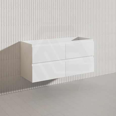 1200mm Bathroom Wall Hung Vanity Polyurethane PVC Floor Cabinet ONLY & Ceramic Top Available - Gloss White