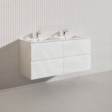 1200mm Bathroom Wall Hung Vanity Polyurethane PVC Floor Cabinet ONLY & Ceramic Top Available - Gloss White