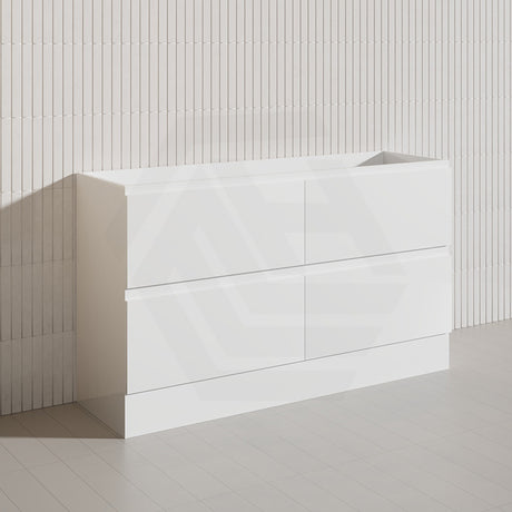 1500mm Bathroom Freestanding Vanity with Legs / Kickboard Gloss White Polyurethane PVC Cabinet ONLY & Ceramic Top Available