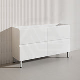 1500mm Bathroom Freestanding Vanity with Legs / Kickboard Gloss White Polyurethane PVC Cabinet ONLY & Ceramic Top Available