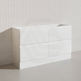1500mm Bathroom Freestanding Vanity with Legs / Kickboard Gloss White Polyurethane PVC Cabinet ONLY & Ceramic Top Available