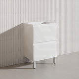 600mm Bathroom Freestanding Vanity with Legs / Kickboard Gloss White Polyurethane PVC Cabinet ONLY & Ceramic Top Available