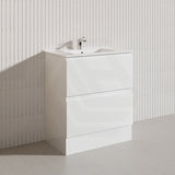 750mm Bathroom Freestanding Vanity with Legs / Kickboard Gloss White Polyurethane PVC Cabinet ONLY & Ceramic Top Available