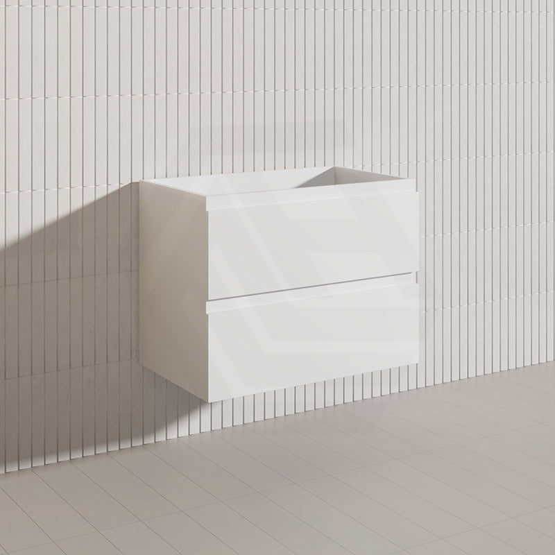 750mm Bathroom Wall Hung Vanity Polyurethane PVC Floor Cabinet ONLY & Ceramic Top Available - Gloss White