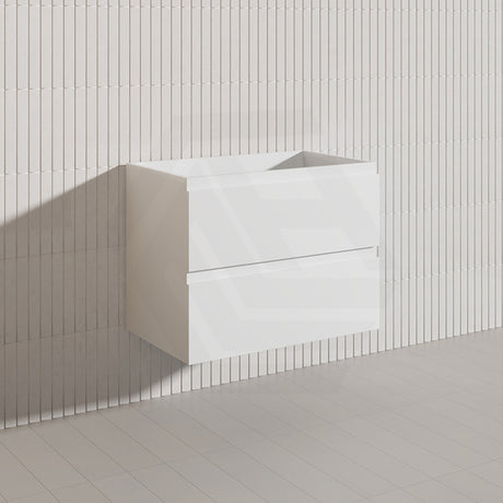 750mm Bathroom Wall Hung Vanity Polyurethane PVC Floor Cabinet ONLY & Ceramic Top Available - Gloss White