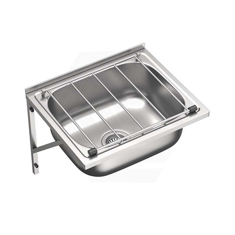 Stainless Steel Cleaners Sink with Wall Brackets and Grate