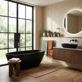 Full Oval Bathtub Freestanding Acrylic NO Overflow 1500/1700mm - Matt Black