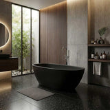 Full Oval Bathtub Freestanding Acrylic NO Overflow 1500/1700mm - Matt Black