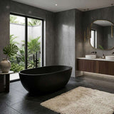 Full Oval Bathtub Freestanding Acrylic NO Overflow 1500/1700mm - Matt Black