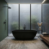 Full Oval Bathtub Freestanding Acrylic NO Overflow 1500/1700mm - Matt Black