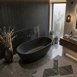 Full Oval Bathtub Freestanding Acrylic NO Overflow 1500/1700mm - Matt Black