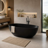 Full Oval Bathtub Freestanding Acrylic NO Overflow 1500/1700mm - Matt Black