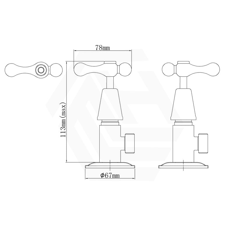 Chrome Brass 1/4 Turn Washing Machine Stop