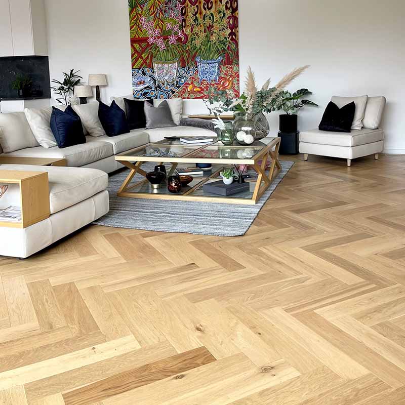 Preference Floors De Marque European Oak Herringbone Latte T&G 21mm Engineered Flooring