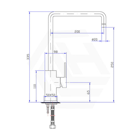 Sara Solid Brass Chrome Swivel Kitchen Sink Mixer Slim Rectangle Handle
