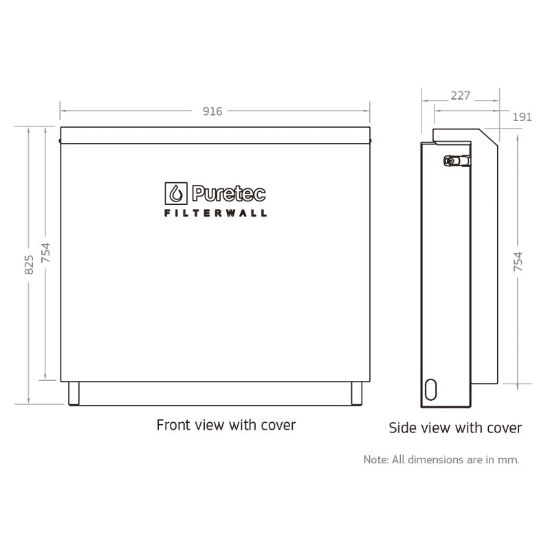 Puretec FilterWall Freestanding 3 Stage Whole House Filtration System 55 L/min With ScaleProtect™ & Plumbed Bypass Available In 9 Colors Filter Cover