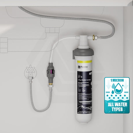 Puretec Long Reach Chrome ¼ Turn Filter Tap for Kitchen, Tubing Kit and Filter System Available