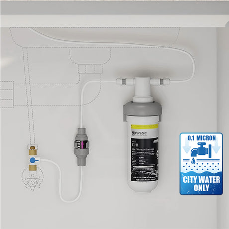 Puretec Long Reach Chrome ¼ Turn Filter Tap for Kitchen, Tubing Kit and Filter System Available