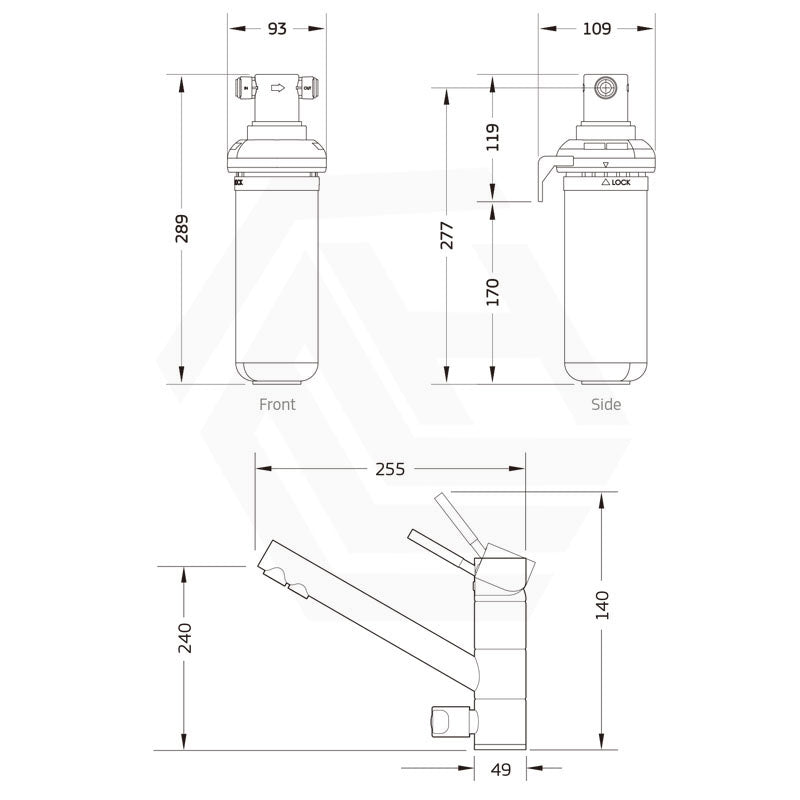 Puretec Tripla Chrome T1 3-Way Mixer Tap with Quick Twist Undersink Filter System