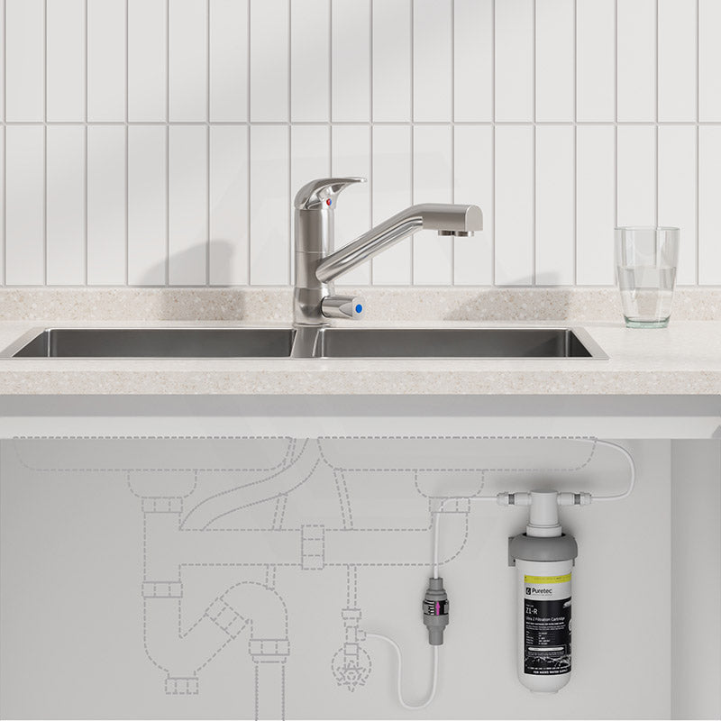 Puretec Tripla Chrome T2 3-Way Mixer Tap with Quick Twist Undersink Filter System