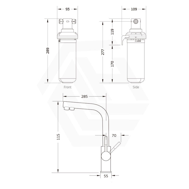 Puretec Tripla Chrome T3 3-Way Mixer Tap with Quick Twist Undersink Filter System